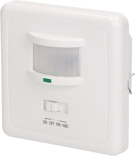 PIR Bewegingssensor - geluidsmelder met Microfoon - 160 ° Detectie - Wand inbouw bewegingsmelder - 9 Meter bereik - Wit