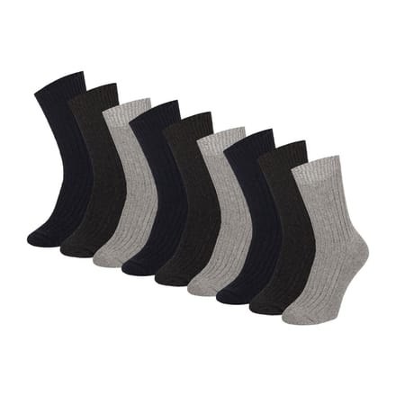 Morethansocks - Wollen werksokken - Unisex - Multicolor - 9-Pack - Maat 39 t/m 48 - Badstof zool - Sokken