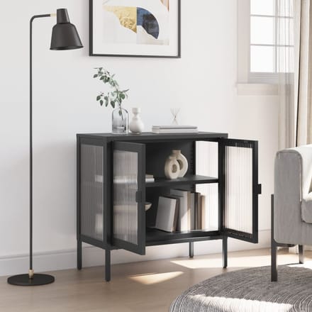 vidaXL - Dressoir - 70x35x70 - cm - glas - en - staal - zwart