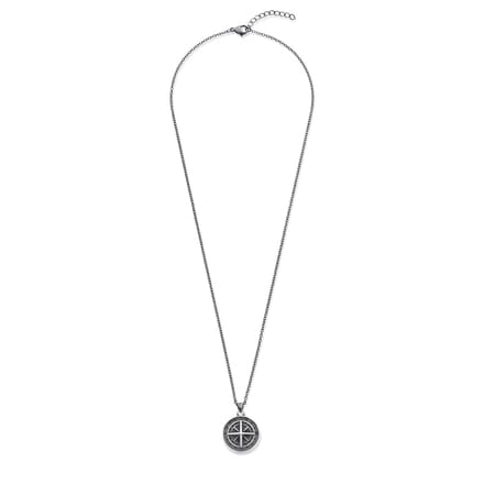 Frank 1967 - 7FN-0071 - ketting heren hanger - kompas - ips - 20 mm - 50+3.5 cm - Cadeau voor mannen