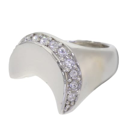 Behave – ring – Transparant – Zilverkleur – Golvend design – Brede band – Kristalaccenten