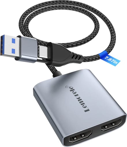 Lemorele AC07 Video Capture Card - 1080P60Hz - HDMI Loop-Out - USB-A & USB-C - Plug & Play