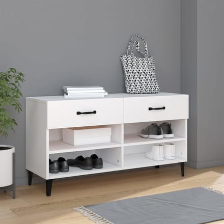 vidaXL - Schoenenkast - 102x35x55 - cm - bewerkt - hout - wit