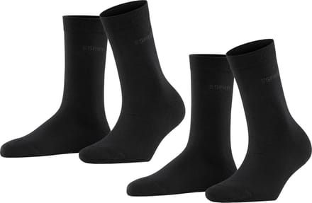 Esprit Uni 2-Pack eenkleurig katoen multipack sokken dames zwart - maat 35-38