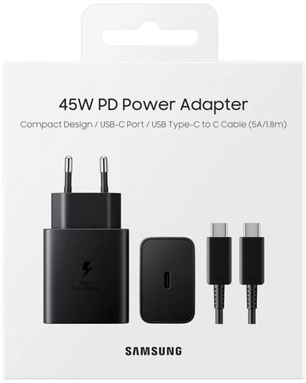 Samsung Super Fast Charge 45W Power Adapter - incl 1.8m USB-C naar USB-C kabel - Zwart