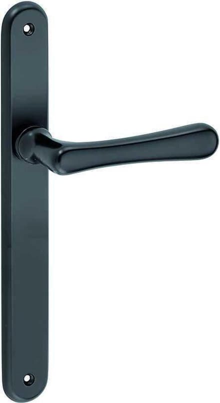 Deurkruk op ovaal schild Linea blind mat zwart