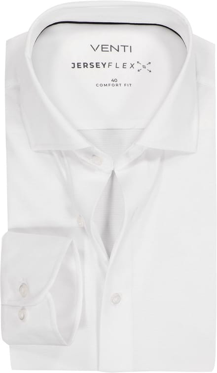 VENTI CASA MODA comfort fit overhemd - jersey - wit - Strijkvriendelijk - Boordmaat: 50