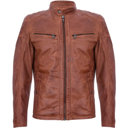 Marineblauw leren vintage gewatteerd racefietsjack met rits