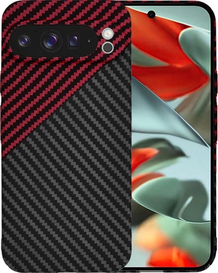 Techsuit Carbonite FiberShell Carbon Back Cover hoesje voor Google Pixel 9 Pro XL - Rood/Zwart