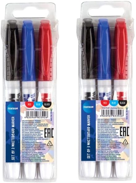centrum Whiteboard marker/stift - 6x stuks - multi - uitwisbaar - kantoor/ school artikelen - set - ronde top