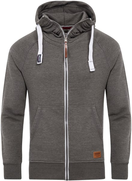Yazubi Heren Hoodie Jacob – Regular Fit – Katoenmix Stretch – Grijs – Rits & Kap
