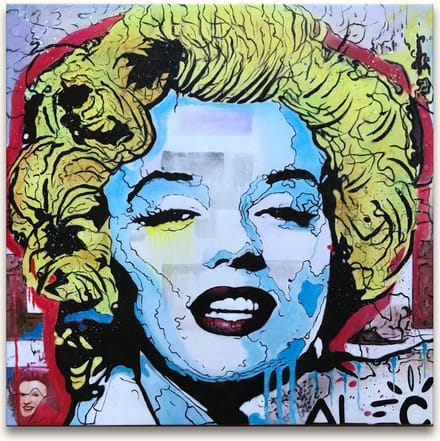 Handgeschilderd schilderij Olieverf op Canvas - Alec Monopoly 'Marylin Monroe'