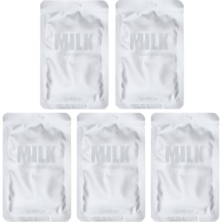 Lapcos, Milk Sheet Beauty Mask Set, Moisturizing, 5 sheet masks, 30 ml (1.01 fl oz) each white