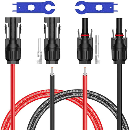 Zonnepaneelkabel 6mm² H1Z2Z2-K Verlengkabel met Zonneconnector (1500V, 65A)