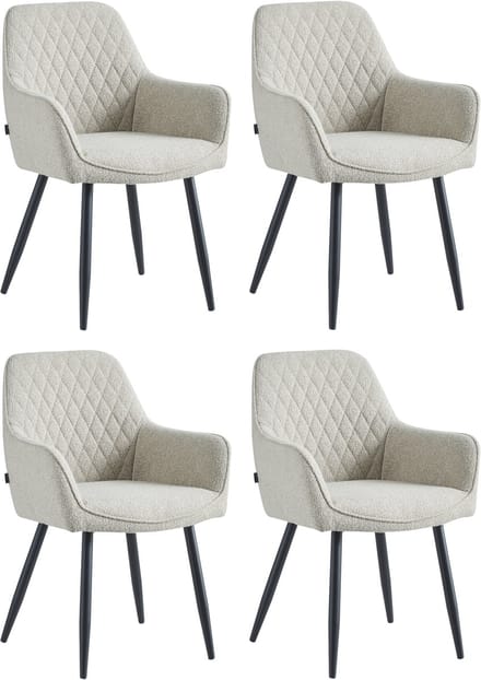 Colenis® - Beverly Eetkamerstoel - Set Van 4 - Beige - Bouclé