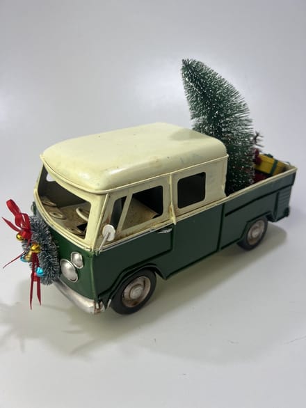 Retro Kerst Pick up Truck groen vw t2 look