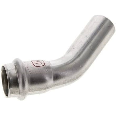 45 graden L-Perskoppeling - 22mm Persmof & 22mm Buiseinde - RVS
