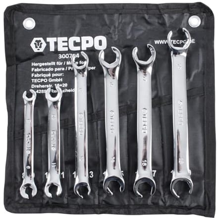 6-delige open ringsleutel set 8-19 mm - chroom-vanadium gereedschap