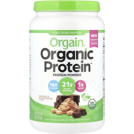 Orgain, Biologisch Eiwitpoeder, Plantaardig, Chocolade Pindakaas, 2,03 lb (920 gram)