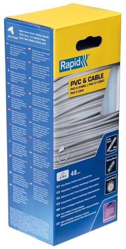 Lijmpatronen - Rapid - 12 mm - 48 patronen - PVC - Hars - Binnen