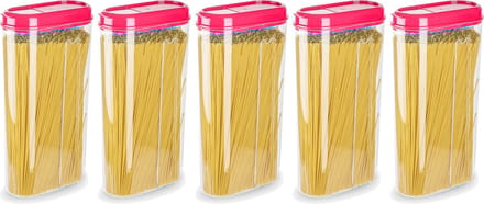 Plasticforte Voedselcontainer strooibus - 5x - roze - 2350 ml - kunststof - voorraadpotten