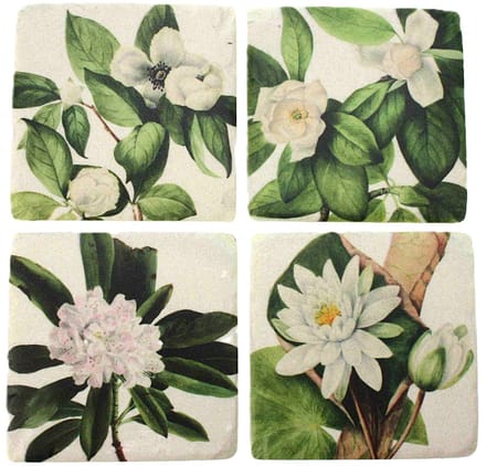 Onderzetters Waterlelies wit, s/4 10x1x10cm