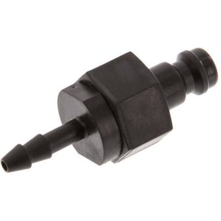 POM DN 5 Koppeling Insteeknippel 4 mm Slangpilaar Dubbele afsluiting