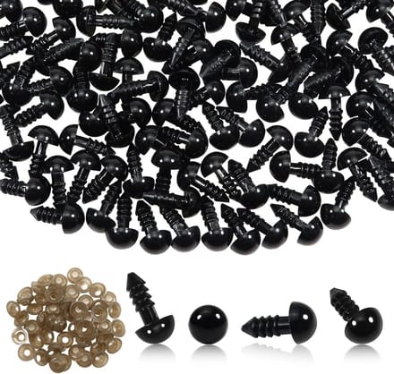 50 Stuks Veiligheidsogen voor Poppen - 8mm Plastic Ogen met Wasmachines voor Creatief Knutselen