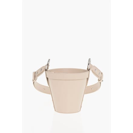 Leren bucketbag met verstelbare schouderband in roze