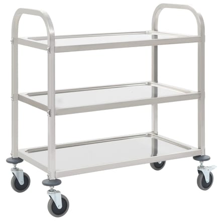 vidaXL - Keukentrolley - 3-laags - 95x45x83,5 - cm - roestvrij - staal