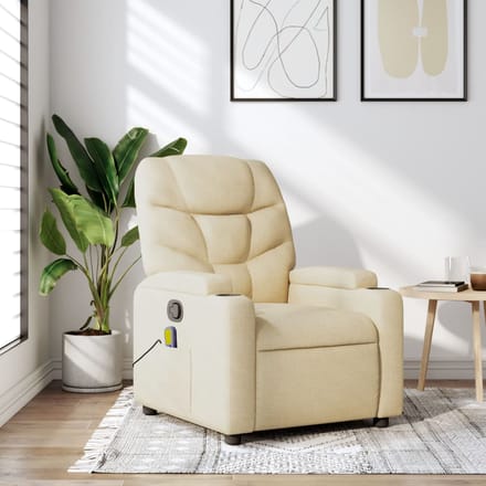 vidaXL - Massagestoel - met - crèmekleurige - stof