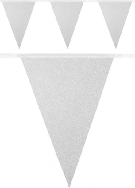 Vlaggenlijn glitter zilver 6 m
