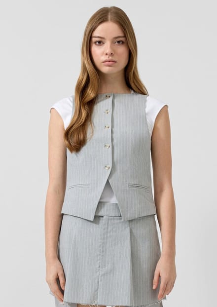 QS - female - Gilet met krijtstreep