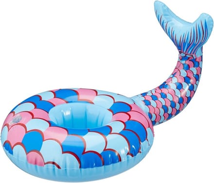 Blauwe opblaas drank houder zeemeerminstaart 28 cm
