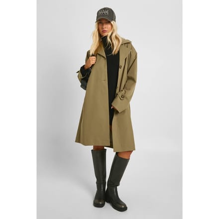 boohoo Dames Longline Met Ceintuur Trenchcoat | Sage | Maat: 10