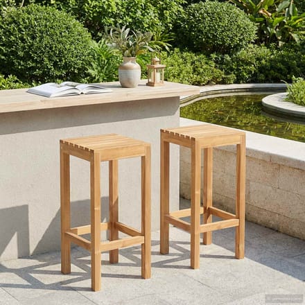 vidaXL - Barkruk - 2 - st - Naturel - Massief - Teakhout