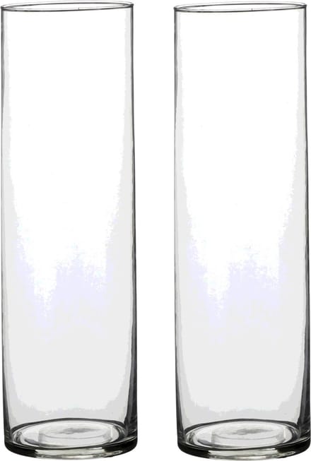 Mica Decorations Vaas - 2x - cilinder - helder glas - D9 x H30 cm - Bloemenvaas