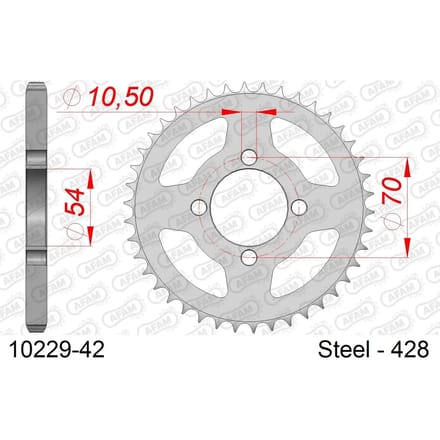 Stalen tandwiel Afam 428 42 dents