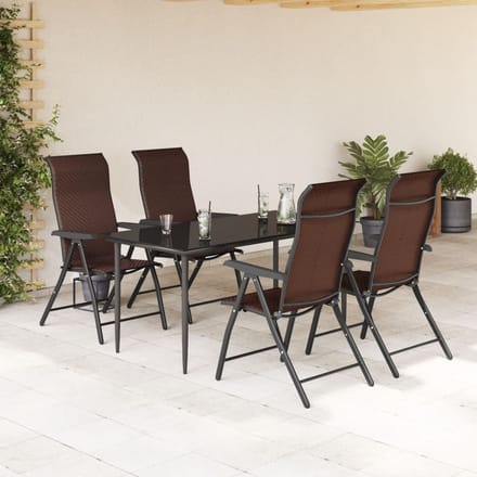 vidaXL - Opklapbare - stoelen, - 4 - stuks, - bruin - polyrotan
