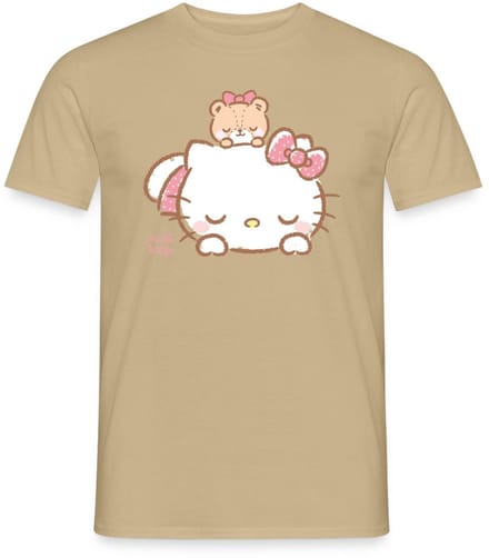 Hello Kitty Met Teddy Op Haar Rug T-Shirt Heren