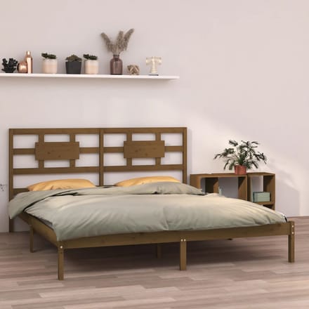 vidaXL - Bedframe - massief - hout - honingbruin - 200x200 - cm