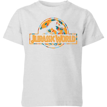 Jurassic Park Logo Tropical Kids' T-Shirt - Grey - 122/128 (7-8 jaar)