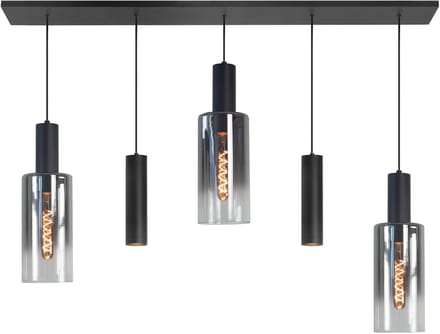 Highlight - Hanglamp Perugia 3+2 lichts L 120 cm zwart rook
