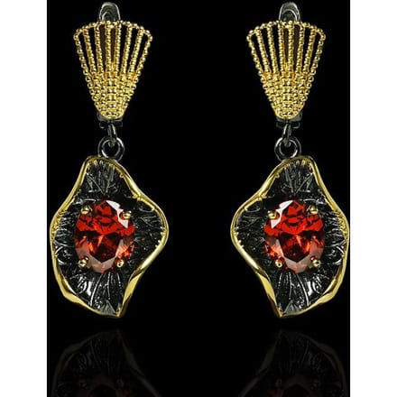 Boucles d'oreilles pendantes en rubis Boucles d'oreilles en or noir de haute qualité Cadeau d'anniversaire Perles black