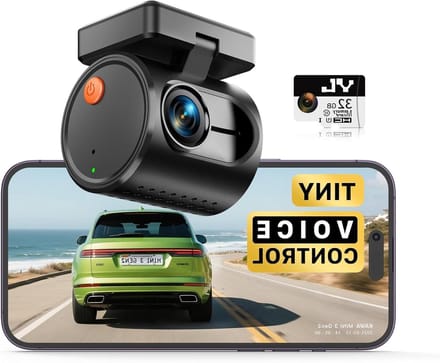 SnelShoppen - Winzige Dashcam 2K 1296P QHD Mini Auto Camera met Spraakbediening, 32GB SD Kaart, WDR, 3D DNR, Super Nachtzicht, G-sensor en Parkeermodu