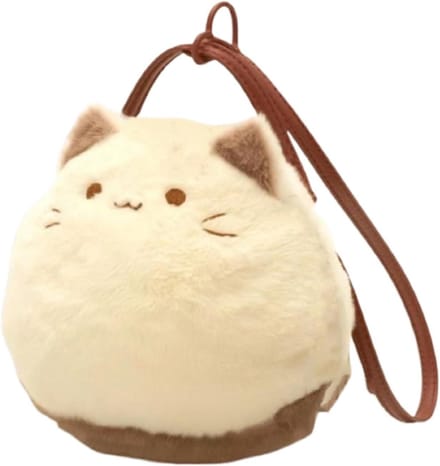 Pluche Kat Tas - Draagtas Schoudertas - Casual Gebruik - Verstelbare Riem - 20 cm Breed - Grijs