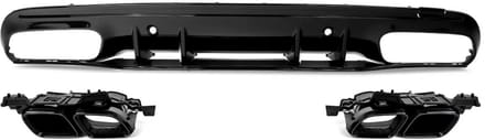 Diffuser Set Dragone - Achterbumper Diffuser Lip met Uitlaat Tips - Voor Mercedes C-Klasse W205 AMG-Lijn (2014-2021) - Auto Accessoires