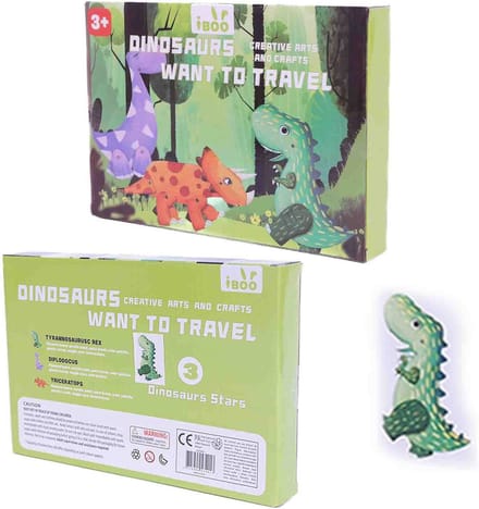 PIA Soft Toys - 3D Dinosaurus DIY kit groen - T-Rex - 23 x 16 x 3 cm