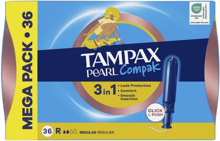 Tampax Pearl Compak Regular Tampons Met Inbrenghuls x36