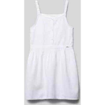 Knielange jurk met korte knoopsluiting en labeldetail